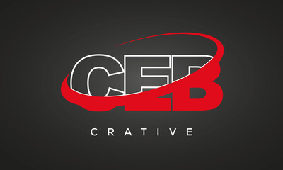 CEB creative letters logo with 360 symbol vector art template design