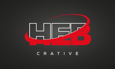 HEB creative letters logo with 360 symbol vector art template design
