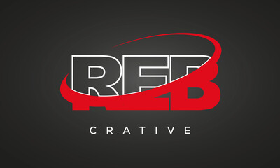 REB creative letters logo with 360 symbol vector art template design