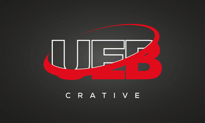 UEB creative letters logo with 360 symbol vector art template design