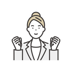 ファイテイングポーズのビジネスウーマン