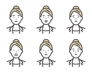 ビジネスウーマンの表情セット