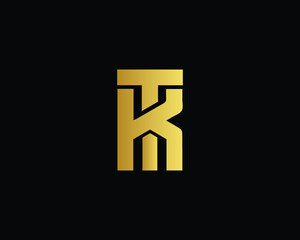 Fototapeta premium Minimal Initial Letter TK KT Vector Logo Design , Simple Monogram KT TK Icon 
