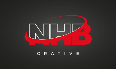 NHB creative letters logo with 360 symbol vector art template design
