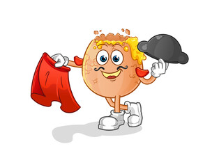 broken egg matador with red cloth illustration. character vector
