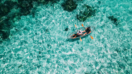 Seychelles La Digue Glass Kayak Tour - obrazy, fototapety, plakaty
