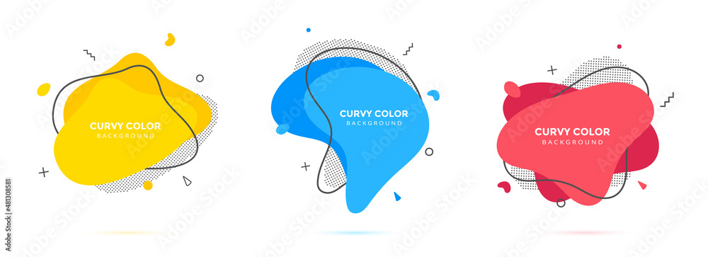 Poster modern liquid irregular amoeba blob shape abstract elements graphic flat style design fluid vector i