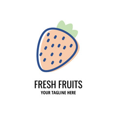 Fresh strawberry simple logo template. Fresh fruit vector icon design. 