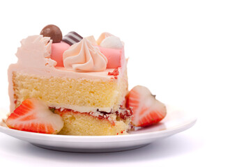 slice of cake with strawberry