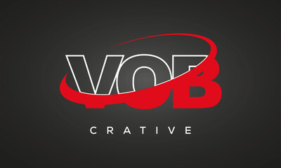 VOB creative letters logo with 360 symbol vector art template design