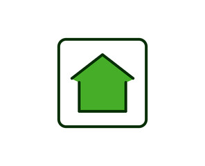 Green house flat icon. Single high quality outline symbol for web design or mobile app.  House thin line signs for design logo, visit card, etc. Outline pictogram EPS10