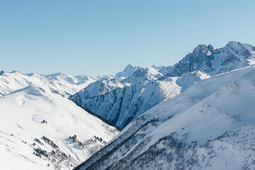 Winter Arkhyz view of the summit mountain