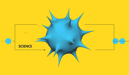 Virus particle. Pathogen organism. Deformed sphere. Background for medicine, science or technology. 3D vector illustration.
