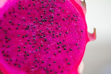 Close up shot of Ripe Dragon fruit, Pitaya or Pitahaya. exotic fruit