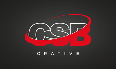CSB creative letters logo with 360 symbol vector art template design - obrazy, fototapety, plakaty