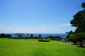 a wonderful seaside landscape with an island