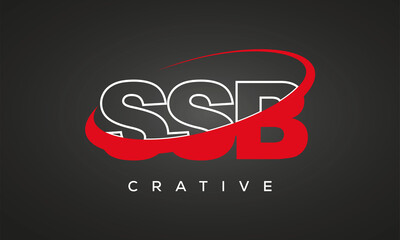 SSB creative letters logo with 360 symbol vector art template design