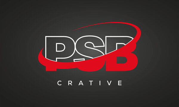 PSB creative letters logo with 360 symbol vector art template design