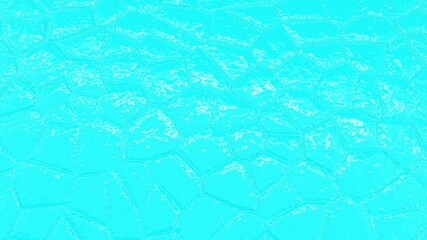 Turquoise smooth surface with white highlights. Beautiful turquoise background. Texture with stone tiles in perspective.
