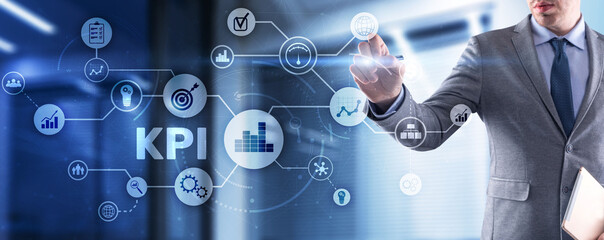 KPI Key Performance Indicator Business Internet Technology Concept on Futuristic city background