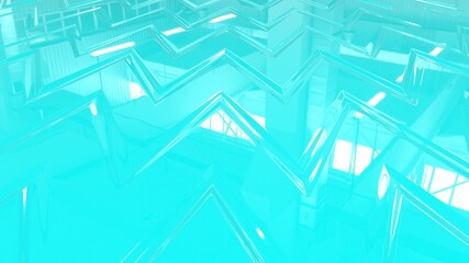 Turquoise smooth surface. Beautiful turquoise background. Tiles with patterns in perspective arranged diagonally.

