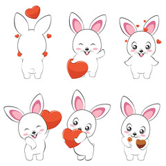 White bunny with heart set