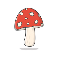 Mushroom Vector Icon Illustration. Amanita Mushroom Flat Icon