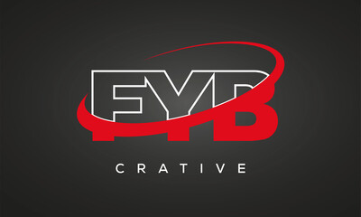 FYB creative letters logo with 360 symbol vector art template design