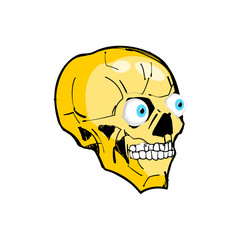 Skull cartoon sketch. Crazy linear skeleton head. Vector illustration