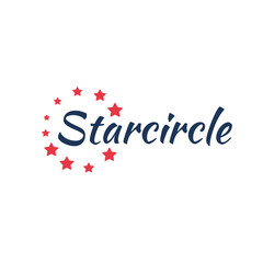 Fototapeta na wymiar Abstract Circular Halftone Star Dots. Stars Logo Design. Stock vector illustration isolated on white background.