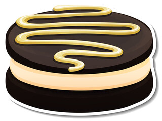Black cookies sandwich with cream in cartoon style
