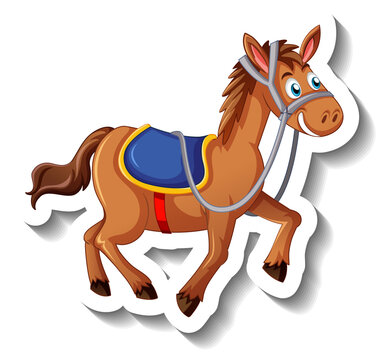 Horse with saddle cartoon character