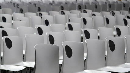 conference empty chairs background congress social distancing seats with no people horizontal