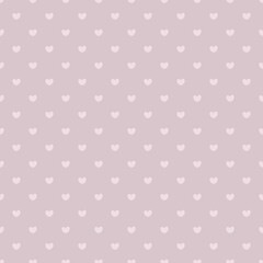 Festive decoration for Valentine Day. Cute simple line print. Seamless pink pattern with hand drawn hearts. Vector flat illustration for wrapping paper, textile and design