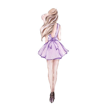 Valentine's day, a girl in a purple dress