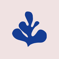 Obraz premium Abstract seaweed silhouette cut out. Flat vector illustration of organic plant in collage technique isolated. Inspired by Henri Matisse.