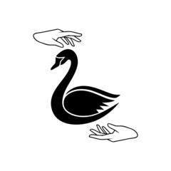Hands Swan logo design isolated on white background