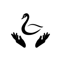 Hands Swan logo design isolated on white background