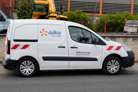 Dalkia groupe edf logo sign and brand text on side panel van citroen jumpy electricity provider distribution company french