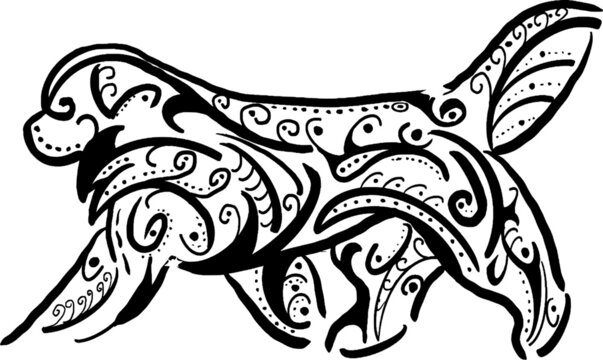 recommend clip art: silhouette of newfoundland dog vector with ornements