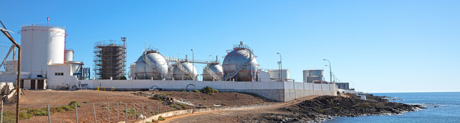 Fototapeta na wymiar Gas storage spheres from an industrial storage facility