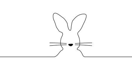 Rabbit. One continuous single line. Easter card. Vector illustration