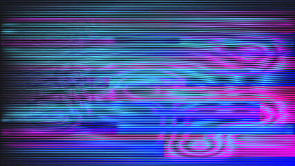 Glitch distorted geometric background . Modern art design . Noise destroyed glitched poster . Trendy defect error background with speed lines . Glitched artwork  .Broken effect .vector 