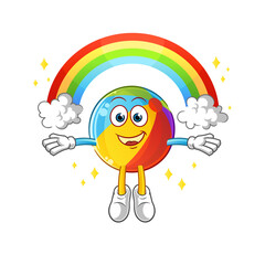 beach ball with a rainbow. cartoon vector