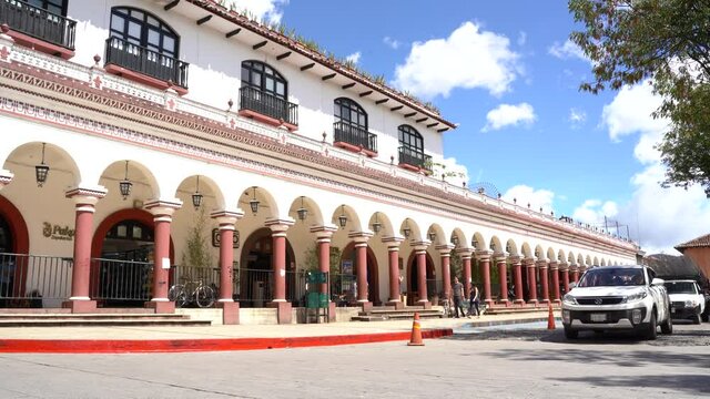 urban landscape in the streets of san cristobal de las casas in the state of chiapas, mexico