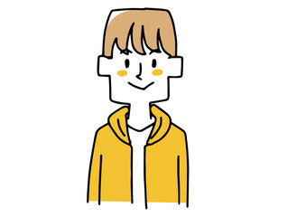 基本の男の子のカジュアルな服装のアイコン　あたたかみのある手書きの人物　白バックにベクター