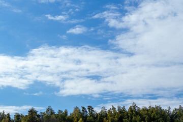 Obraz premium 冬の澄んだ青空と里山