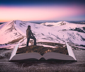 Hiker on a book