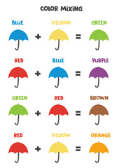 Color mixing scheme for kids. Primary and secondary colors.