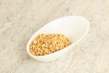 Crunched roasted peanut in the bowl